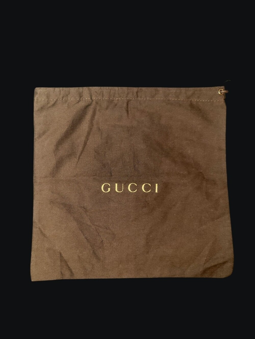 Gucci Brown Drawstring Dust Bag with Gold Logo